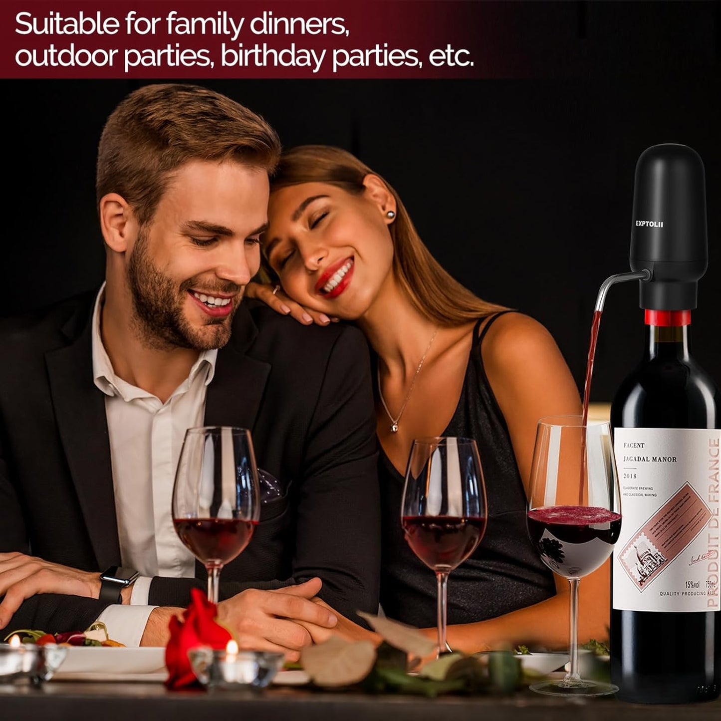 Wine Aerator, Electric Wine Decanter, Automatic Wine Pourer, One Touch Wine Dispenser, Wine Lover Gifts for Red and White Wine Re-Chargeable